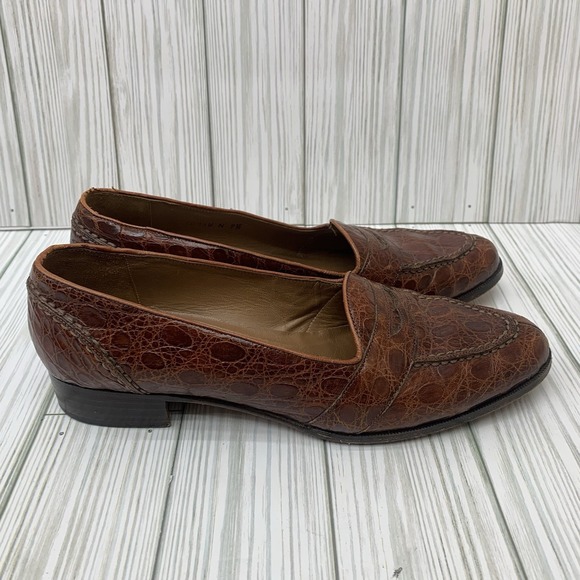 Cole Haan Genuine Caiman Crocodile Brown Loafer Slip‎ On Shoes 7.5 N main image 8